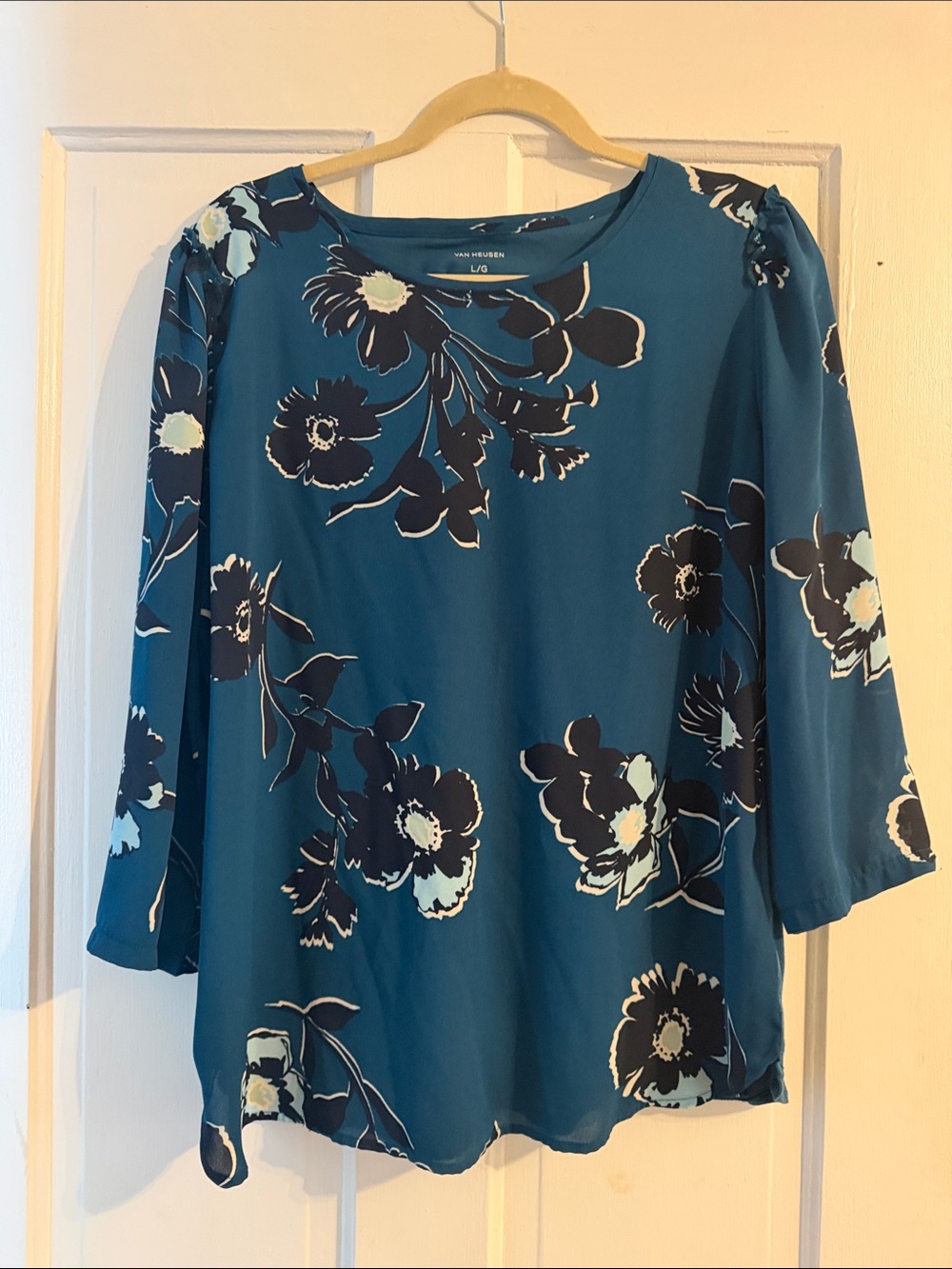 Van Heusen Teal Floral Long-Sleeve Blouse